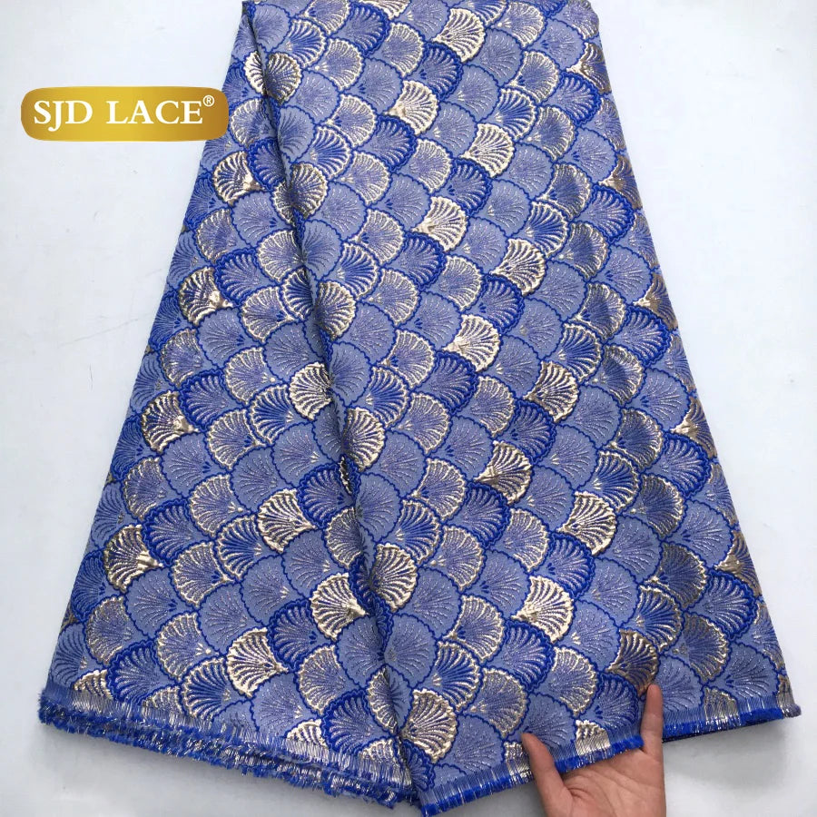 SJD LACE African Brocade Lace Fabrics Nigerian Damask 2025 Latest French Jacquard Gilded Women Lace for Wedding Dresses Sew 3466