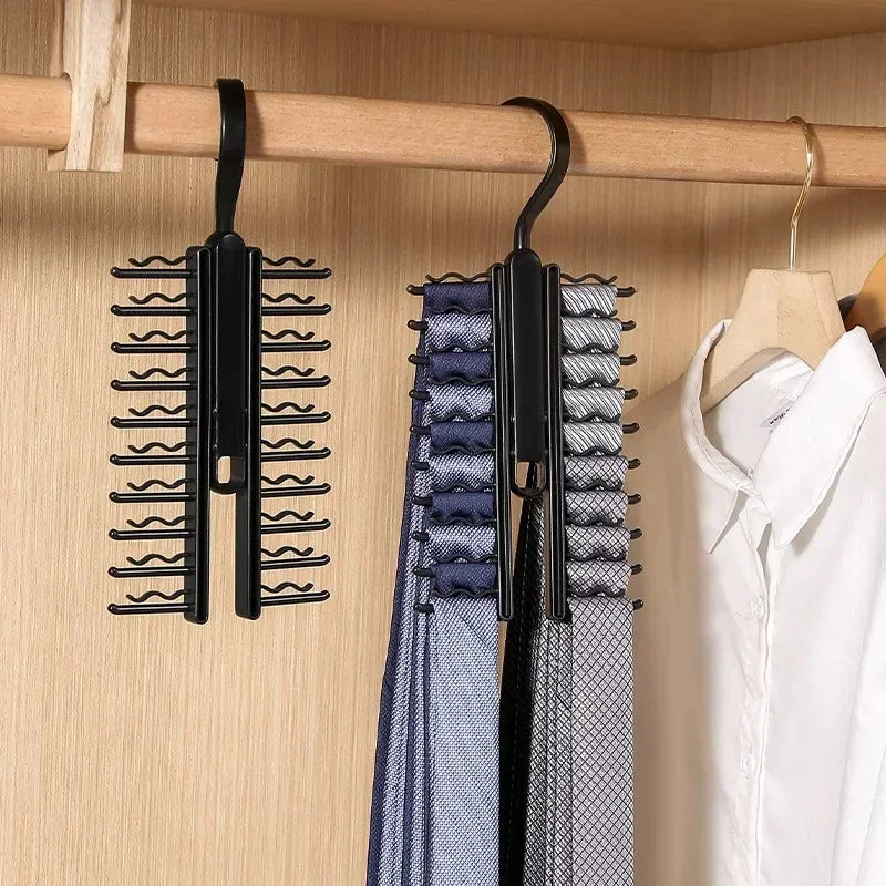 Tie Hanger Rotatable Necktie Storage Rack Clothes Hanger Organizer 20 Rows Large Capacity Belt Hooks Closet Skidproof Tie 2030