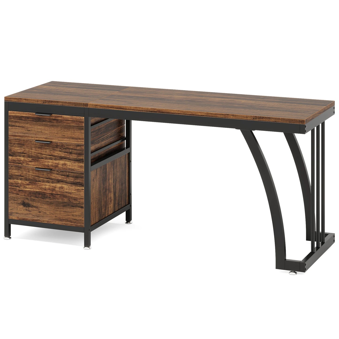 Tribesigns Computer Desk with 3 Drawers, 59-Inch PC Desk with Reversible Drawers, Industrial Study Writing Table Workstation