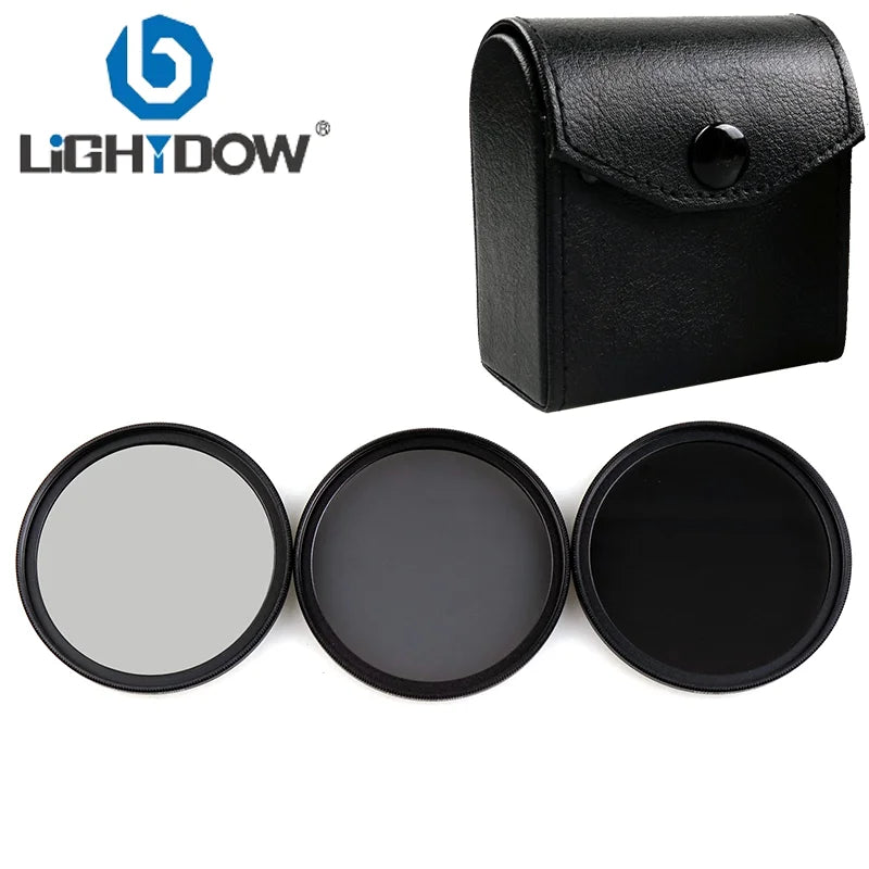 Lightdow ND2 ND4 ND8 Filter Neutral Density 3 in 1 Lens Kit 49 52 55 58 62 67 72 77 82mm for Canon Nikon Sony Camera Waterproof