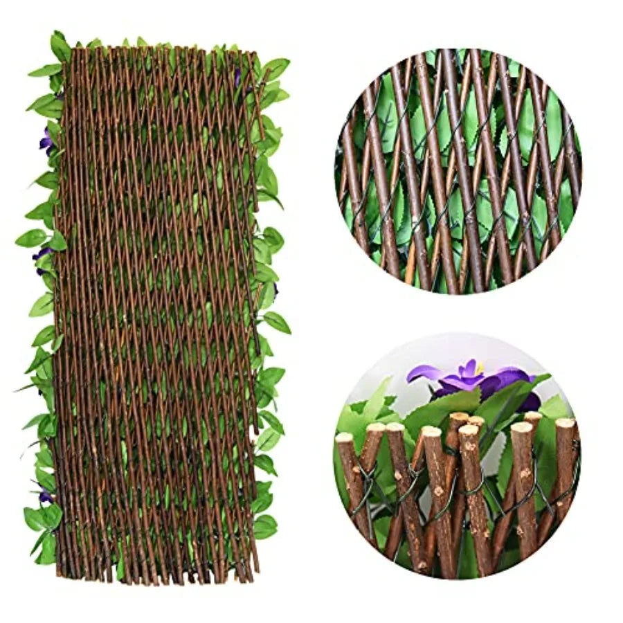 Expandable Fence Privacy Screen for Balcony Patio OutdoorDecorative Faux Ivy Fencing Panel Artificial Hedges Single Sid