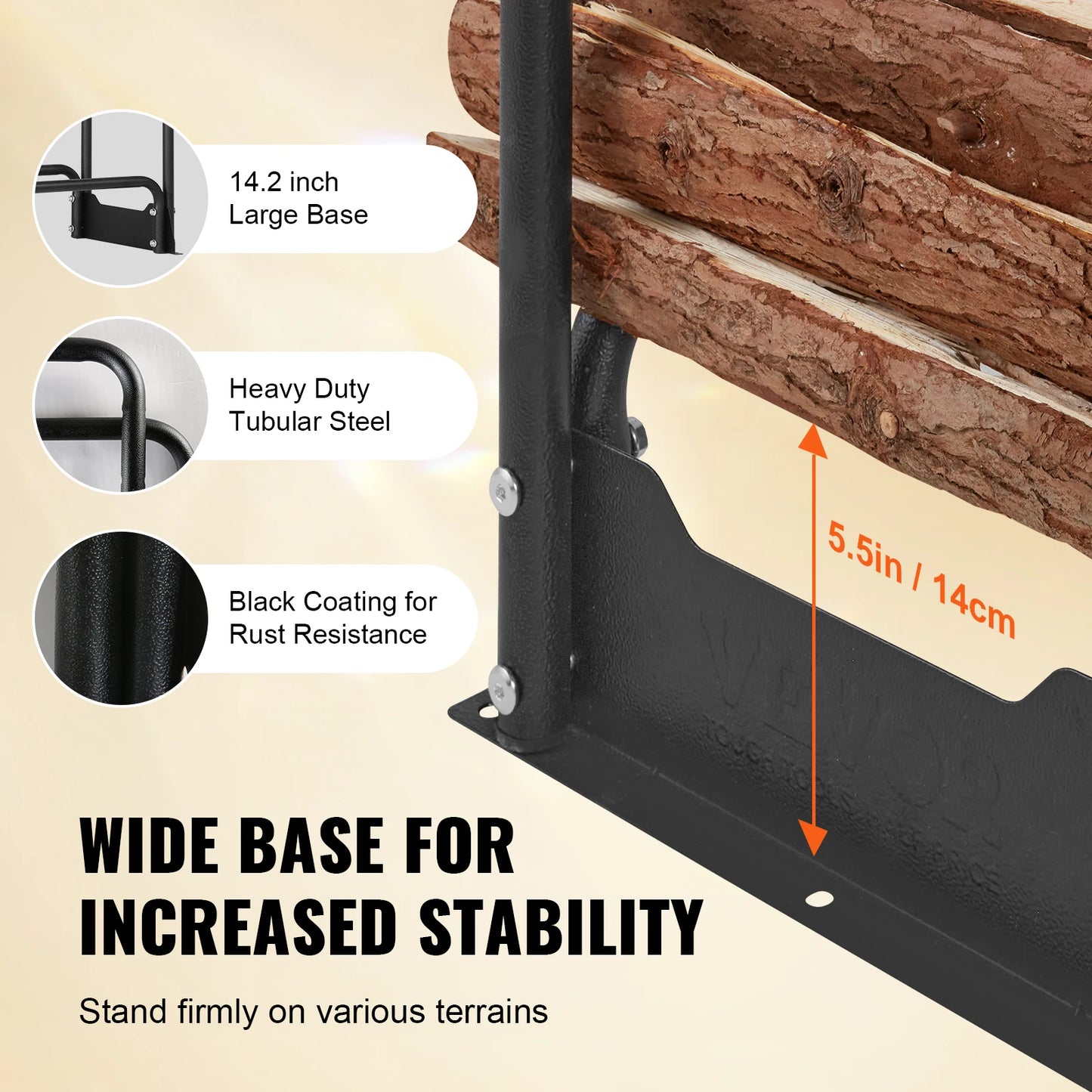 12.7FT Outdoor Firewood Rack with Cover Heavy Duty Firewood Holder & 600D Oxford Waterproof Cover for Fireplace Patio