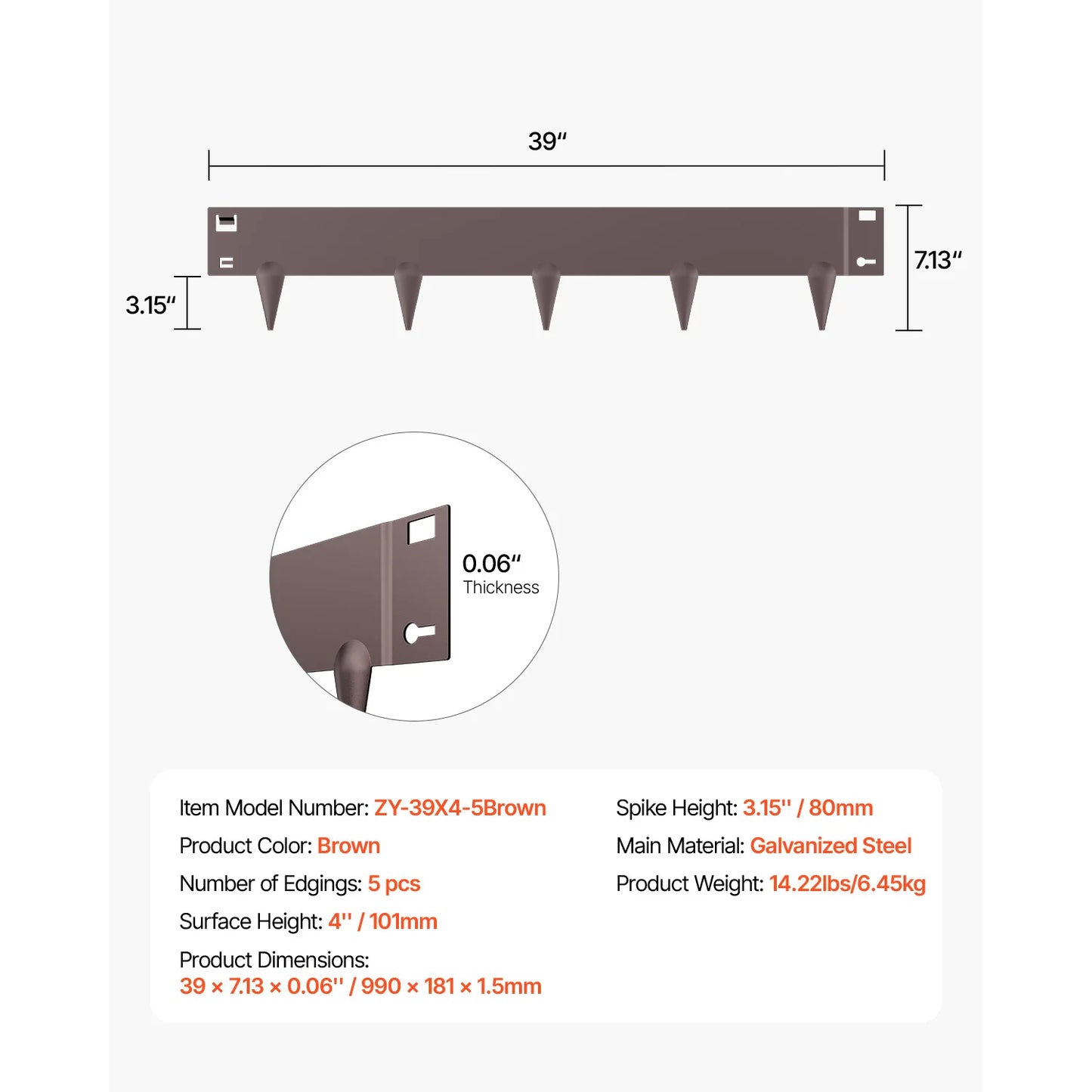 SucceBuy Steel Landscape Edging 5 Pcs 39x4in Rust-Resistant Metal Landscape Bendable Garden Edging Border Heavy Duty Lawn Edging