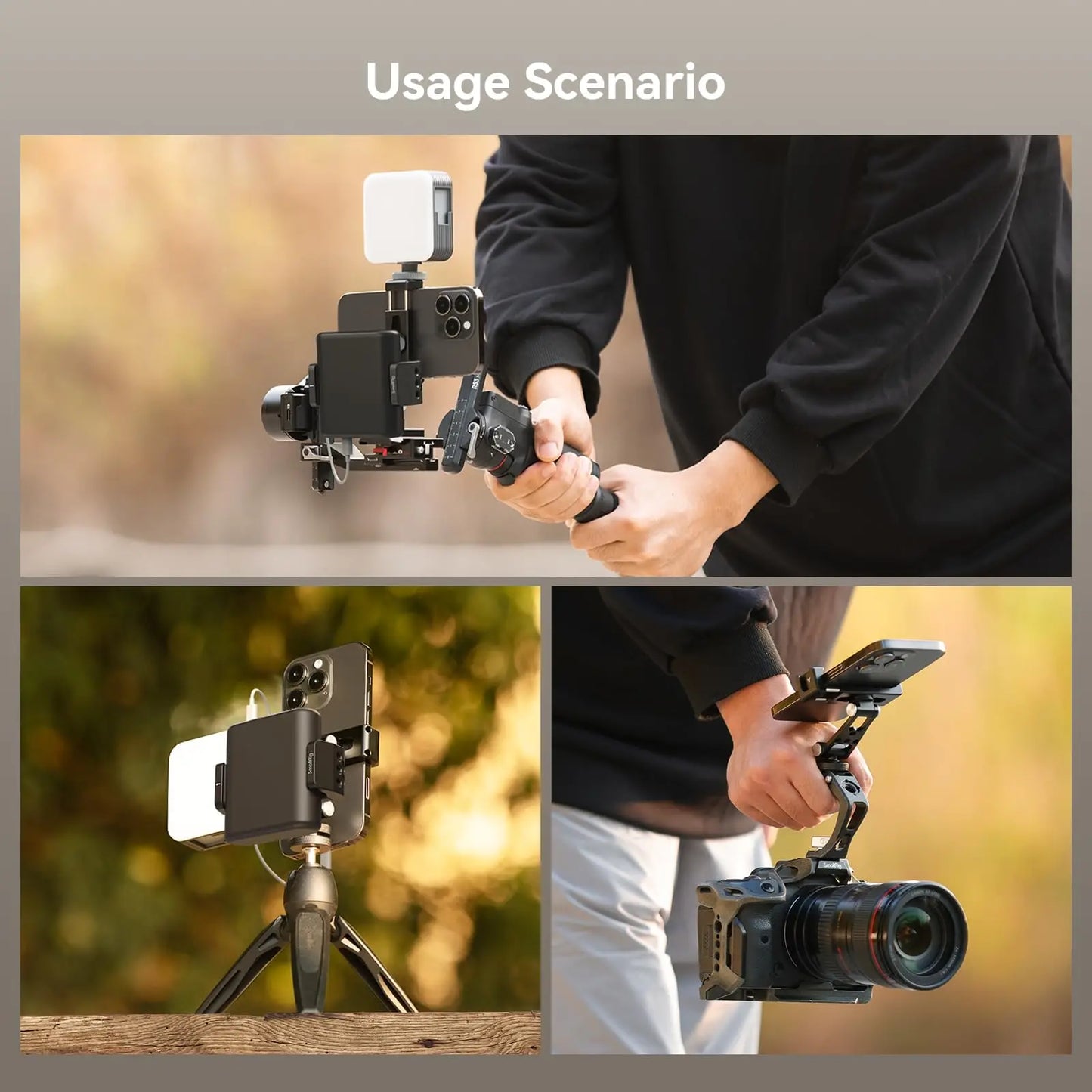 SmallRig Metal Phone Holder with Cold Shoe for 57-88mm width Phone Quick Switching for Microphone,Light for DJI RS 4 / RS 4 Pro